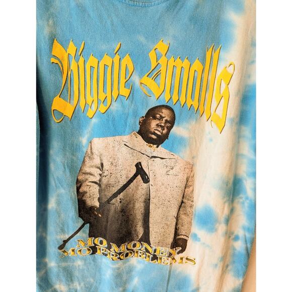 Notorious BIG Mens Tie Dye Tee TShirt Sz M Blue Retro 90s Hip Hop Biggie Smalls - Picture 5 of 5